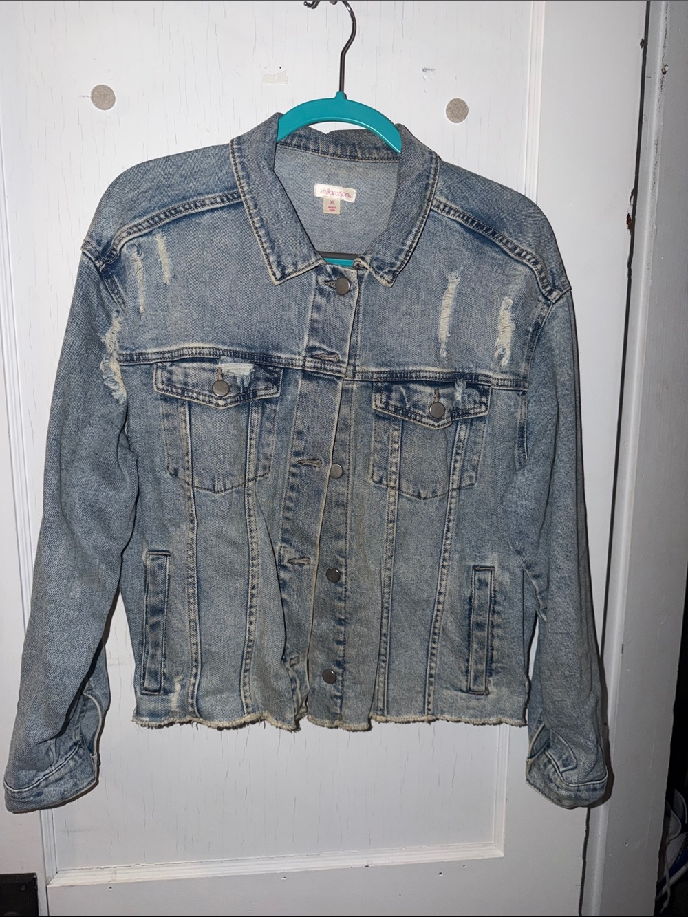 Xhilaration Light Blue Distressed Denim Jacket